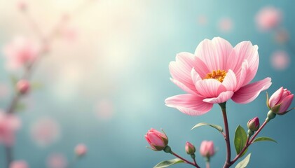 Subtle floral motif, pastel shades, soft focus, romantic, bloom