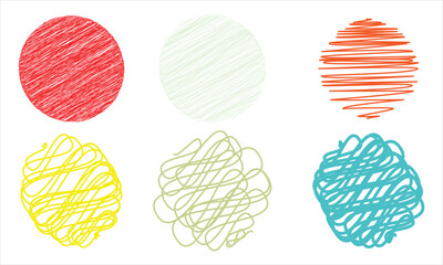 Colorful Scribble Circles Vector Illustration. Hand-Drawn Doodle Art
