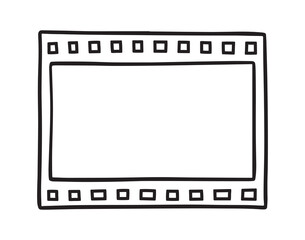 Negative film or Concept retro slides showing icon doodle hand drawn. Outline Negative film line drawing clipart symbol