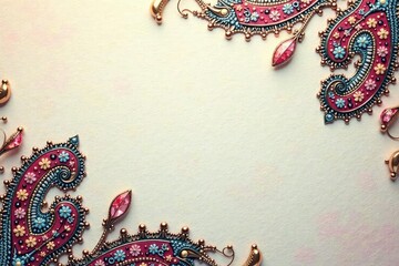 Subtle paisley print on soft, muted background , design element, curve