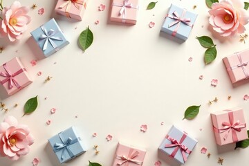 Subtle pastel gift box print, delicate repeating design for walls , simple, seamless, subtle