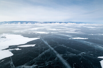 View of lake Baikal in winter