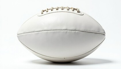Well-worn, textured white football against a pure white backdrop, oval, vintage