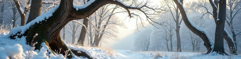 White forest with twisted and gnarled branches, branch, rustic