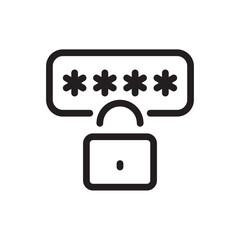 Password lock, code, pin flat outline icon vector illustration. Isolated on white background. Editable stroke, pixel perfect 48x48