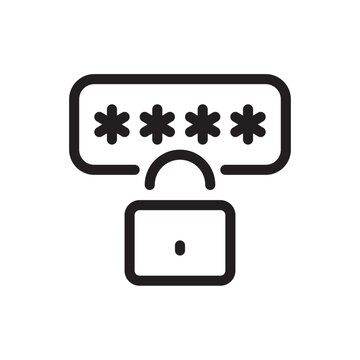 Password lock, code, pin flat outline icon vector illustration. Isolated on white background. Editable stroke, pixel perfect 48x48