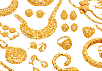 Gold Jewelry Collection: Necklaces, Bangles, Rings, Earrings - Luxurious Designs