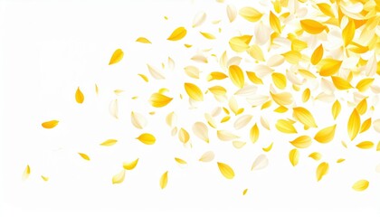 Fototapeta premium Abstract Falling Yellow And White Flower Petals On White Background