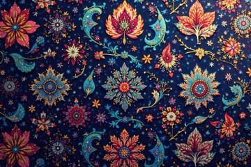 Intricate paisley pattern in rich jewel tones, background, pattern, texture