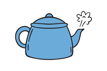 kettle boiling icon doodle hand drawn. colorful cartoon line drawing clipart symbol