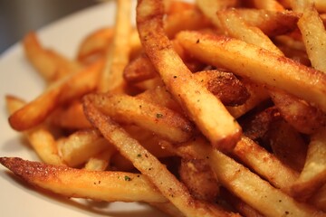 Image of crispy golden french fries close-up  
