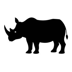 Black and White Minimalist Rhino Vector 