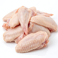 Chicken Wings Raw and Unseasoned on White Background