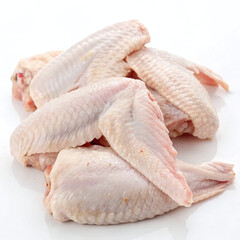 Chicken Wings Raw and Unseasoned on Isolated White Background
