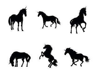 Unicorn silhouette on white background