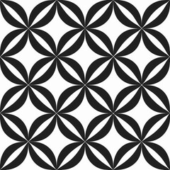 Minimalist Black and White Geometric Floral Pattern Vector