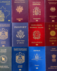 Naklejka premium Passports of citizens of different countries of the world
