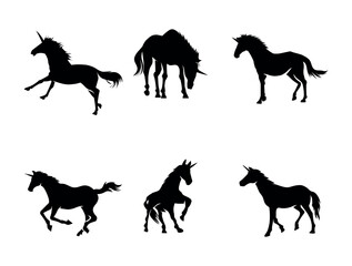 Unicorn silhouette on white background