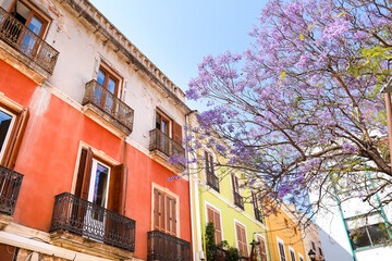 Colorful and beautiful houses in the old town of Denia