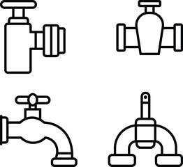 Pipe Icon. Line Art Style Design Isolated On White Background, Pipe Icon. Line Art Style Design Isolated On White Background