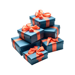 Fototapeta premium Festive wrapped gift box for birthday or celebration isolated on a transparent background.