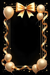 Elegant Gold and Cream Birthday Frame on Black Background