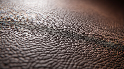 Macro close-up of textured brown bio-leather surface under warm light, perfect for eco product mockups, material design, packaging or background use