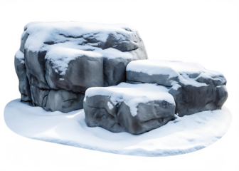 Snowy Rocks isolated on white background PNG