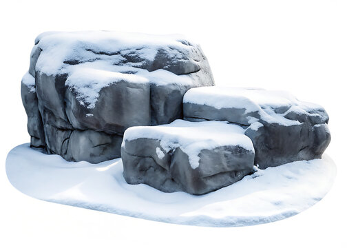 Snowy Rocks isolated on white background PNG