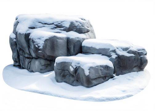 Snowy Rocks isolated on white background PNG