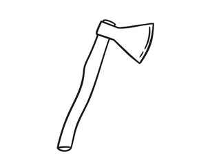 axe doodle hand drawn icon. Outline drawing axe line clipart symbol