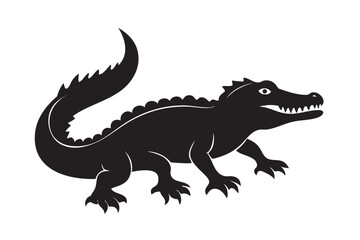 Crocodile silhouette vector illustration. black silhouettes of animal.
