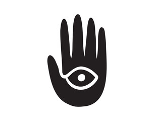 unique eye palm element symbol folklore mysticism hand vector art and motifs. silhouette art poster with palm hand icon wallpaper