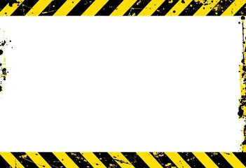Grunge yellow & black striped hazard warning frame  Vector illustration, grungy, illustration