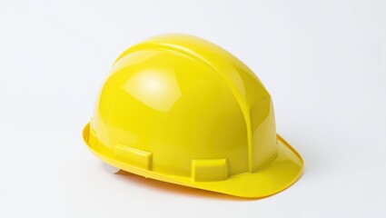 Fototapeta premium Bright Yellow Hard Hat Isolated on White Background for Construction and Safety