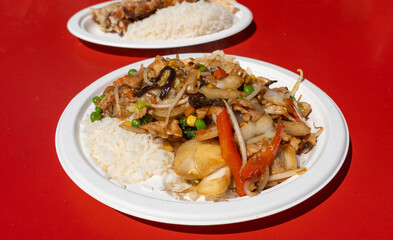 Udon Street Food, Chinese Fried Noodles, Beef Spaghetti with Vegetables, Asian Pasta