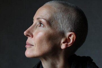 Obraz premium White hairless woman portrait profile photograph shot 