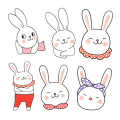 Rabbit colour vector set 17