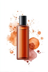 Artistic illustration showcasing vibrant body oil with colorful splashes on clean background