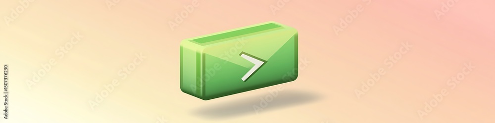 Poster a sharp green download vector action icon floating on a soft pastel gradient background