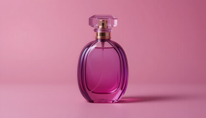 perfume bottle on pink background | Elegant Perfume Bottle with Pink Liquid on pink background |  Isolated Luxury Cosmetic Product | Glamorous Scent and Fashion Accessory