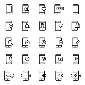 Outline icons set for Smartphone mobile