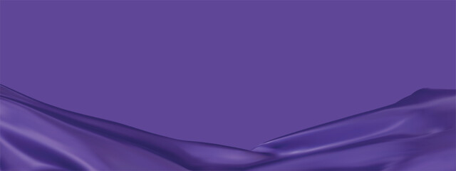 Luxury abstract purple background with ribbon silk elements. 3D vector illustration.