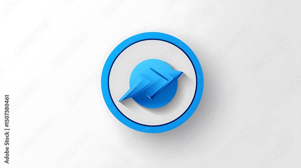 Poster bold blue upload arrow vector icon in a circle on a smooth white-to-gray gradient background