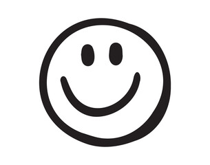 Happy face with smile vector, emoji, expression. Smile face brush stroke. expression joy, happiness. Free hand doodle icon
