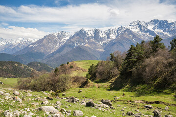 Panoramic view of the Caucasus mountains