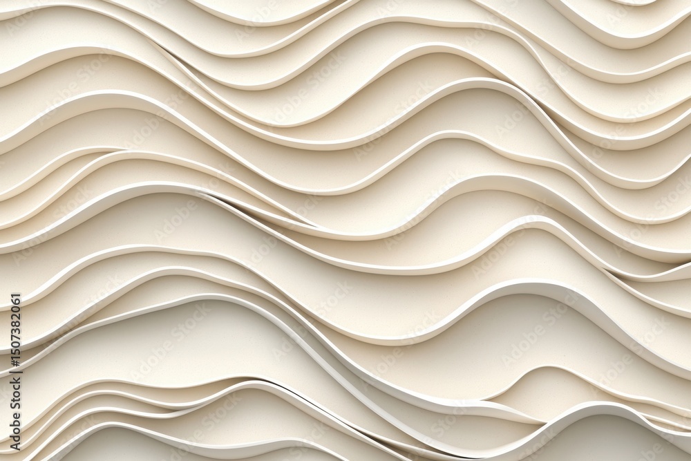 Wall mural elegant abstract layered waves in soft neutral tones design
