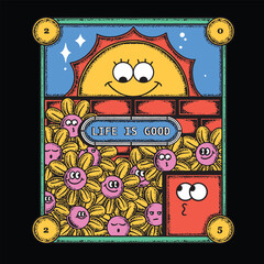 there are flowers and sun, I as the one who draws, hope life improves :)