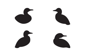 Duck silhouette vector illustration. silhouettes of birds.