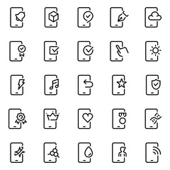 Outline icons set for Smartphone services